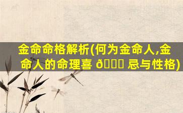 金命命格解析(何为金命人,金命人的命理喜 🐈 忌与性格)